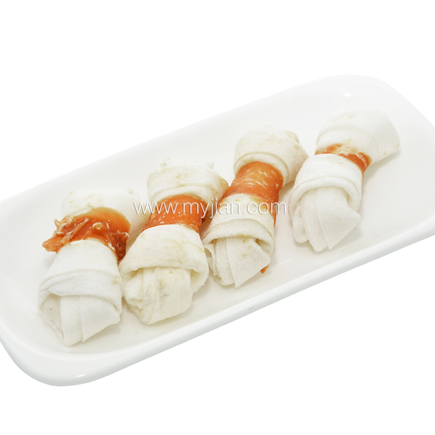 Chicken Wrap Rawhide Knotted Bone 7cm